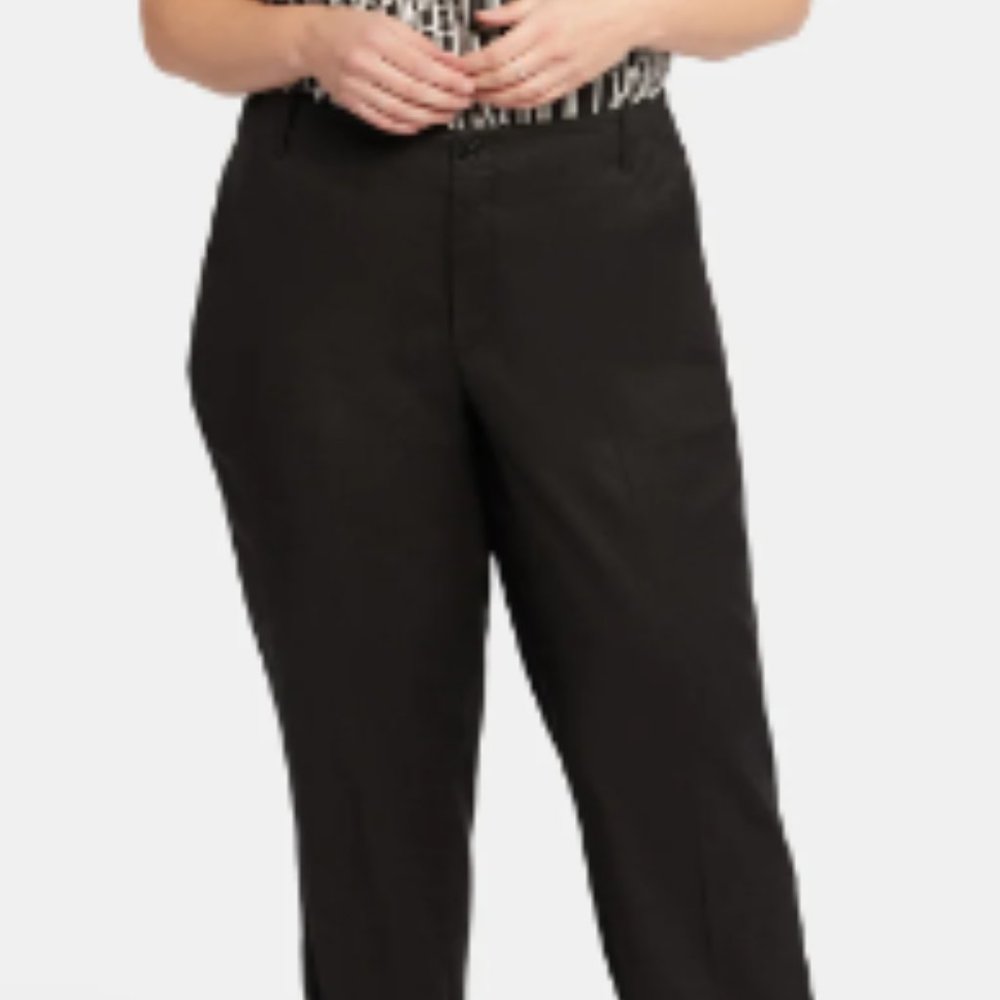 NYDJ Black Marilyn Straight Stretch Linen Trousers  NWT 16W